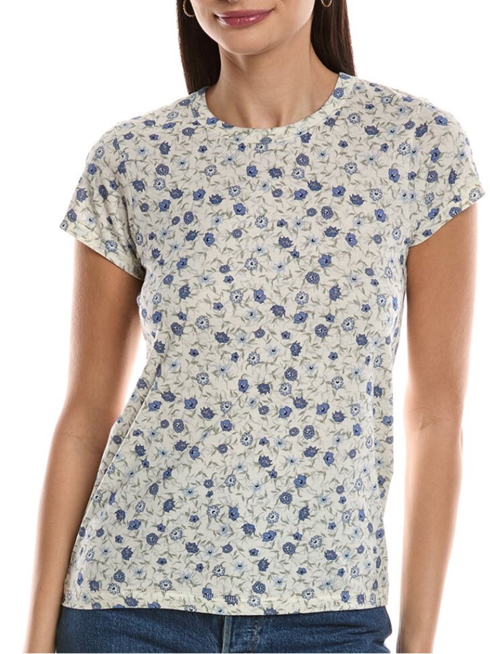 rag & bone Blue Floral core Tshirt Crewneck Tee